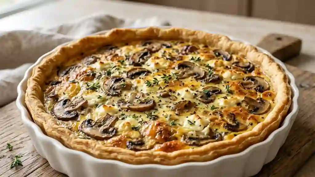 Tarte fondante champignons et chèvre frais - Photo de présentation