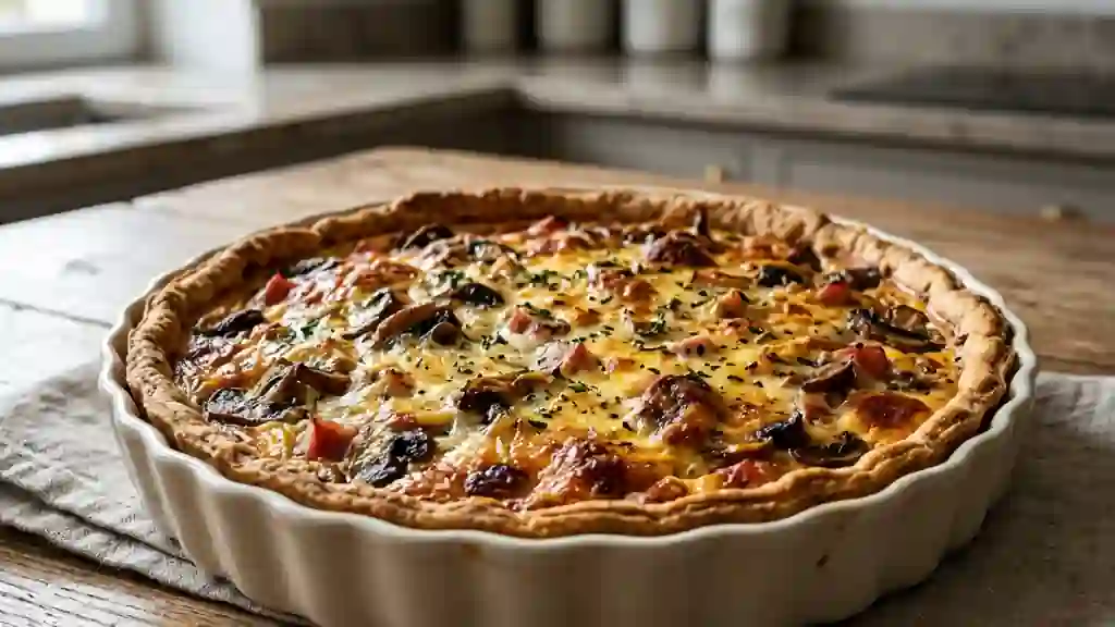 Tarte Fondante Champignons, Jambon et Ail - Photo de présentation