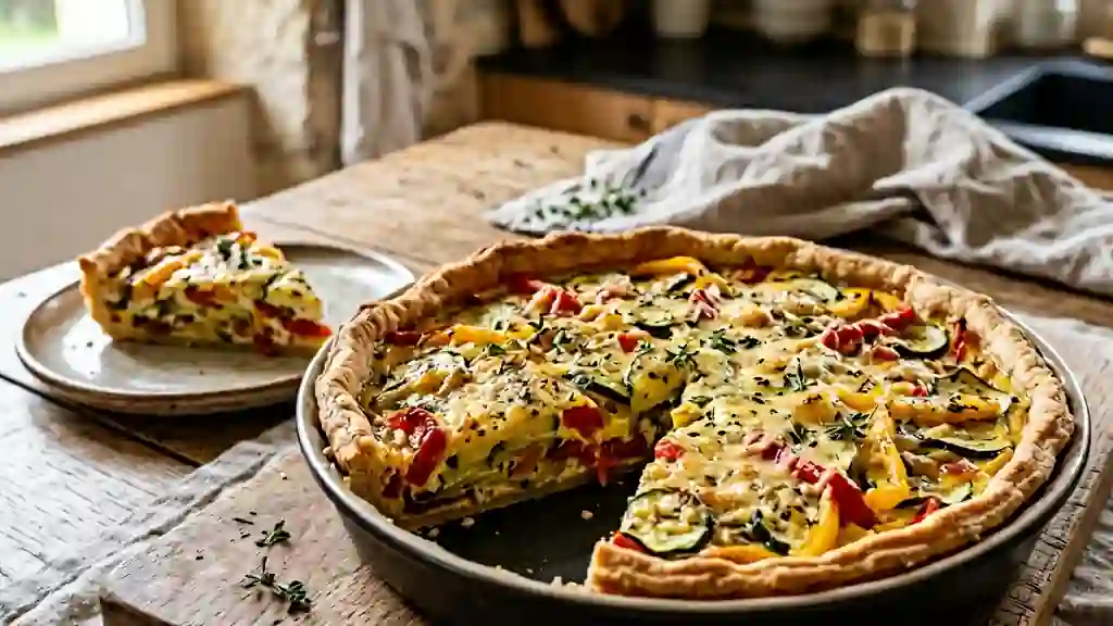Tarte fondante courgettes et poivrons colorés - Photo de présentation