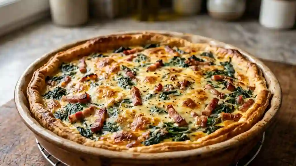 Tarte fondante aux épinards et lardons fumés - Photo de présentation