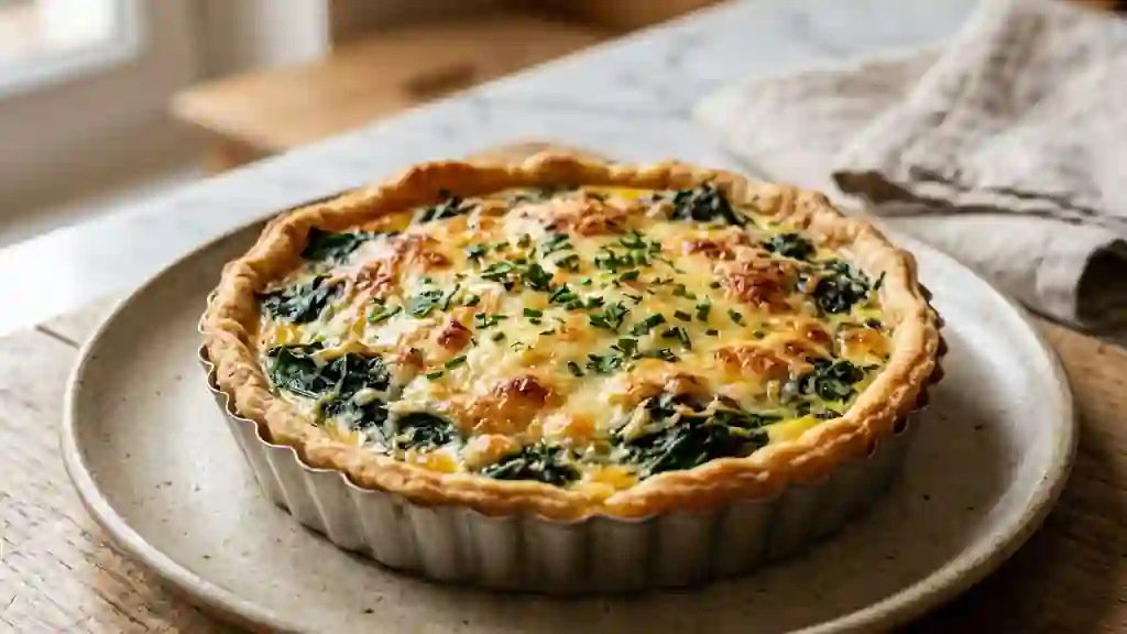 Tarte épinards-œufs fondante et dorée - Photo de présentation