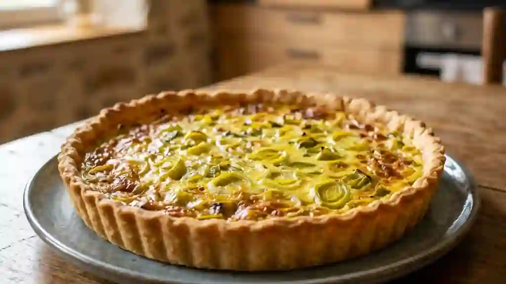 Tarte crémeuse aux poireaux et fromage blanc - Photo de présentation