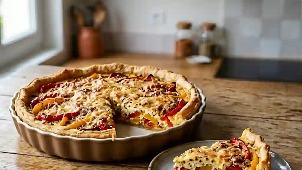 Tarte aux poivrons rôtis et moutarde croquante - Photo de présentation