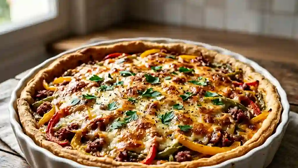 Tarte fondante poivrons et corned-beef - Photo de présentation