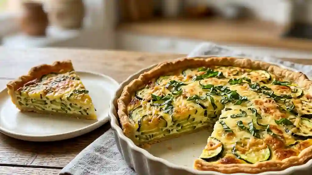 Tarte fondante courgette et basilic frais - Photo de présentation