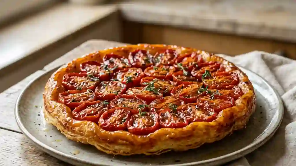 Tatin fondante aux tomates olivettes et thym - Photo de présentation