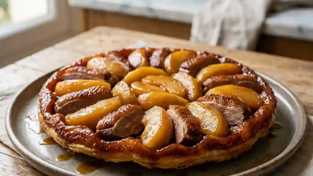 Tatin fondante au magret et pommes - Photo de présentation