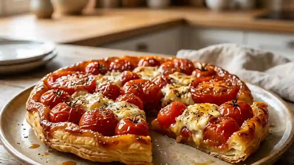 Tatin de tomates confites et chèvre fondant - Photo de présentation