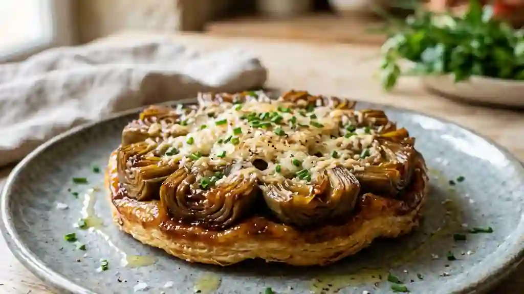 Tatin d'artichauts caramélisée au parmesan - Photo de présentation