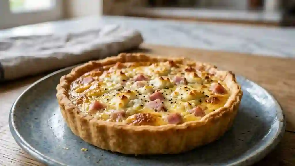 Tarte fondante au chèvre et jambon blanc - Photo de présentation