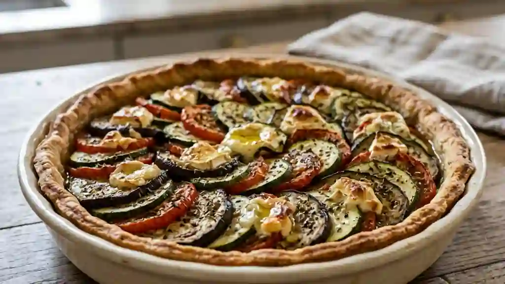 Tarte fondante aubergine, courgette et chèvre - Photo de présentation