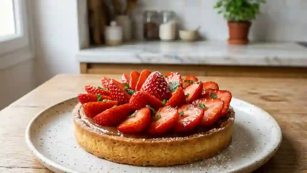 Tartelette fraise et son coulis de pomme fondant - Photo de présentation