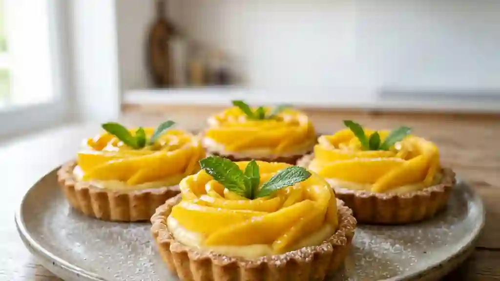 Tartelettes fondantes à la mangue fraîche - Photo de présentation