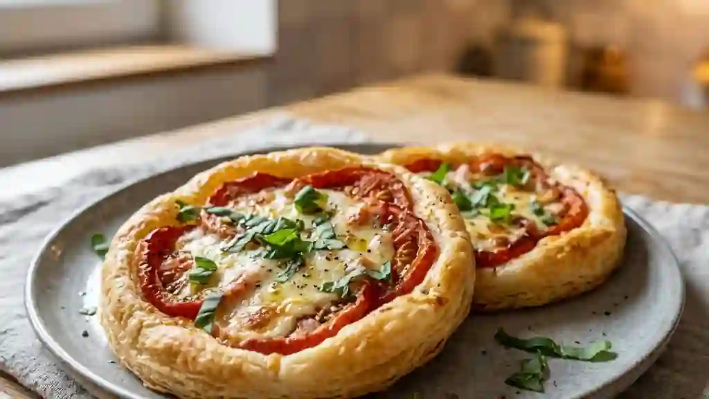 Tartelettes fines tomate et mozzarella fondante - Photo de présentation