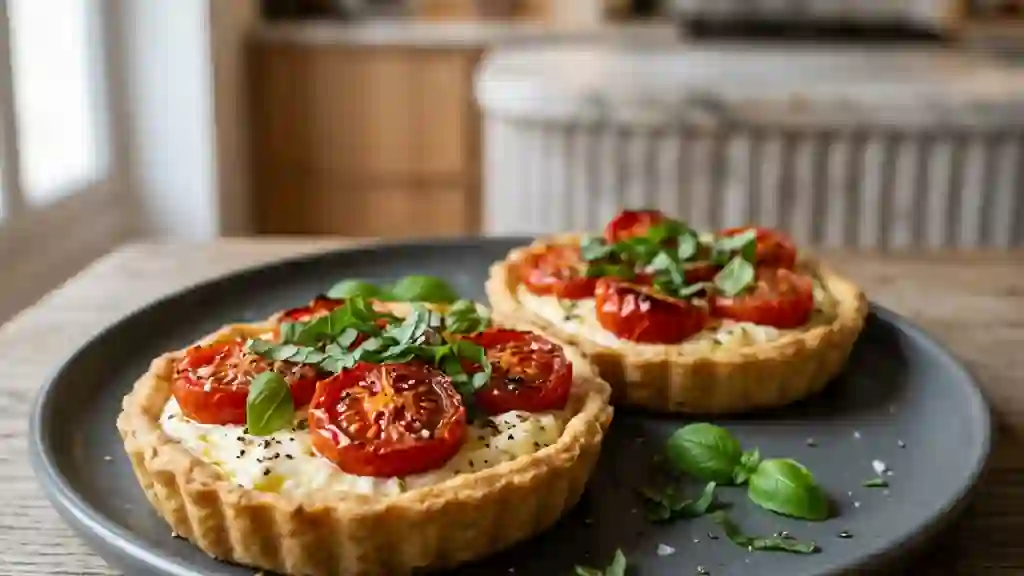 Tartelettes fondantes tomate cerise et basilic - Photo de présentation