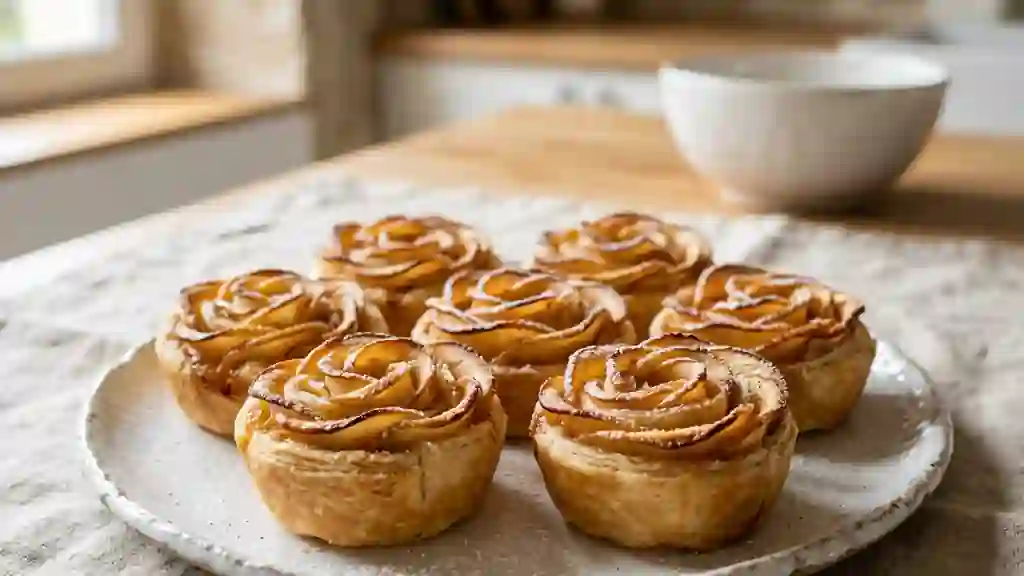 Tartelettes roses aux pommes croustillantes - Photo de présentation
