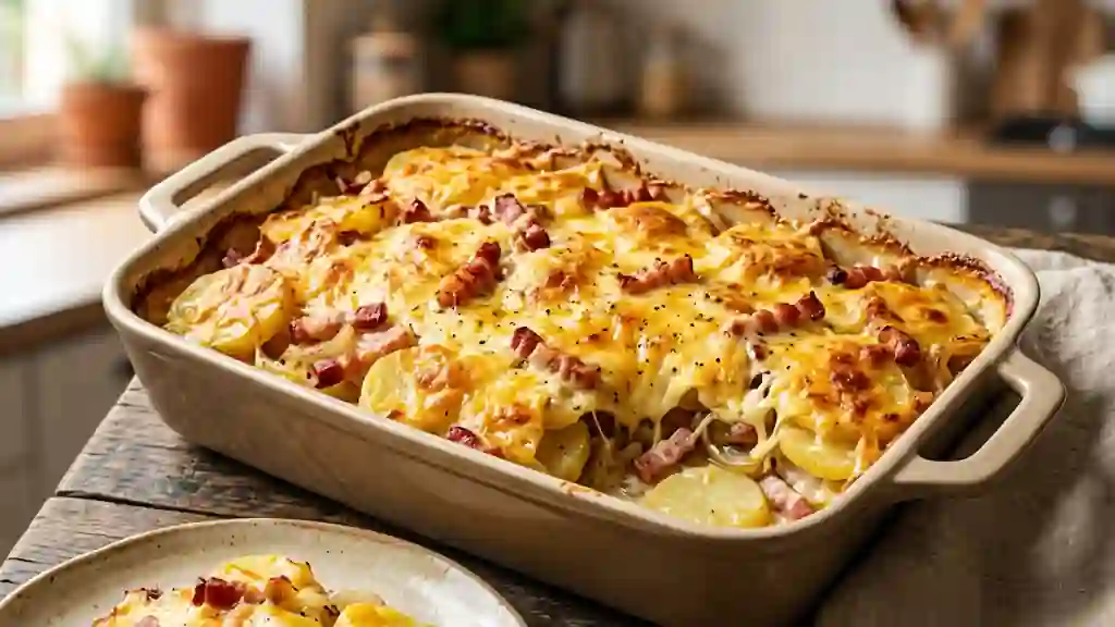 Tartiflette au cheddar et bacon croustillant - Photo de présentation