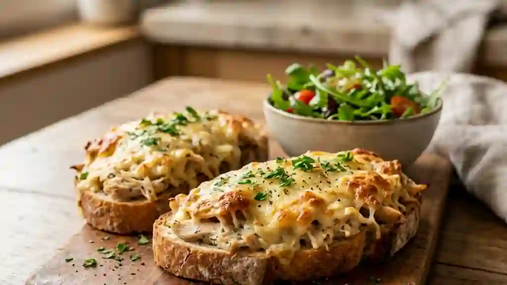 Tartines au poulet crémeuses et gratinées - Photo de présentation