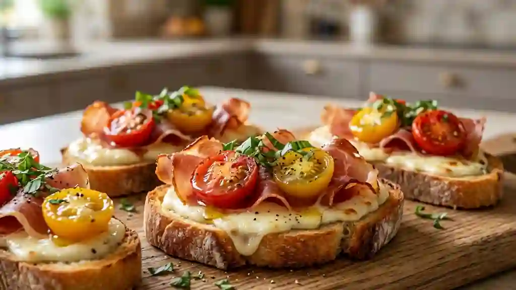 Tartines Croustillantes au Chèvre et Jambon Cru - Photo de présentation