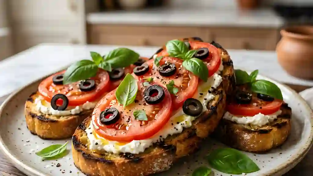 Tartines au chèvre frais et basilic - Photo de présentation