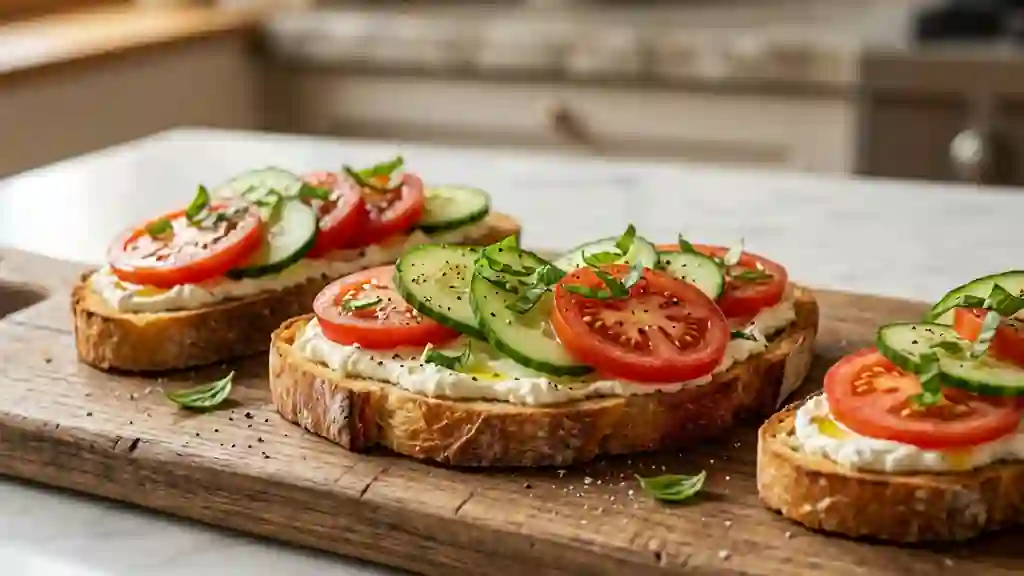 Tartines Croquantes au Fromage Frais et Basilic - Photo de présentation