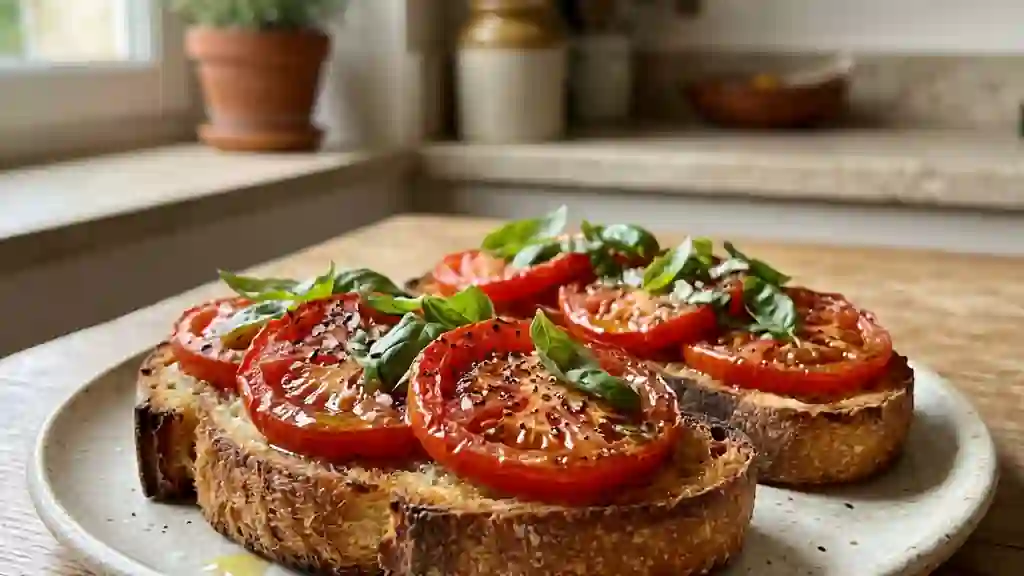 Tartines de Campagne Tomates et Ail Croustillantes - Photo de présentation
