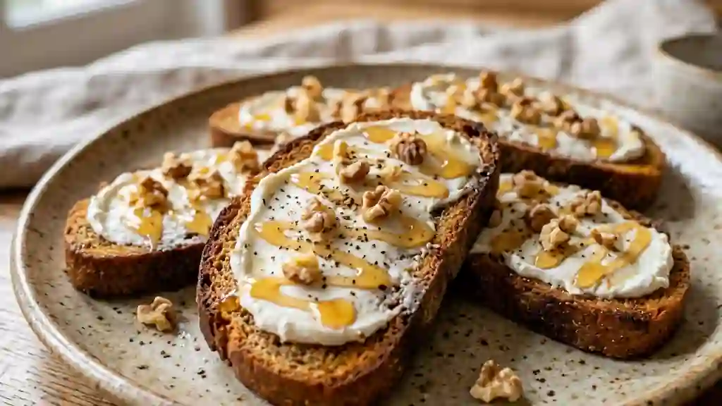 Tartines craquantes pain d'épices, chèvre et miel - Photo de présentation