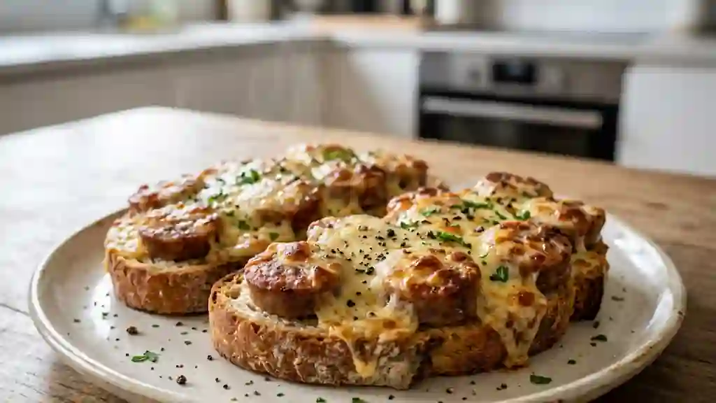 Tartines croustillantes saucisse et fromage - Photo de présentation