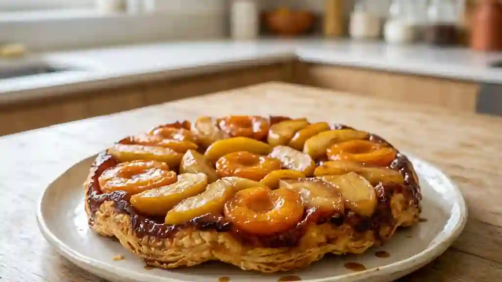Tatin fondante aux pommes et abricots - Photo de présentation
