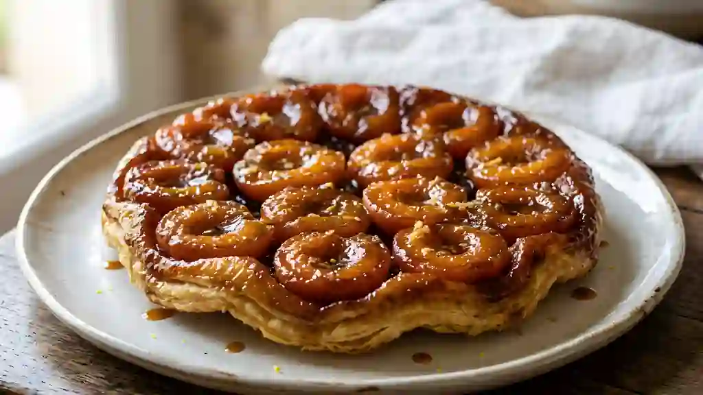 Tatin d'abricots rôtis au gingembre frais - Photo de présentation