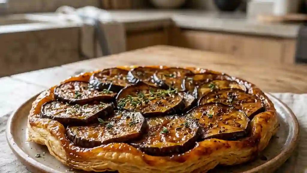 Tatin d'aubergines fondantes au thym - Photo de présentation