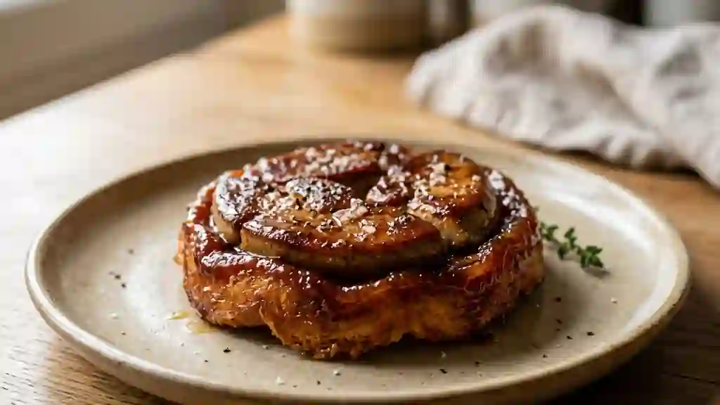 Tatin de foie gras fondante et briochée - Photo de présentation