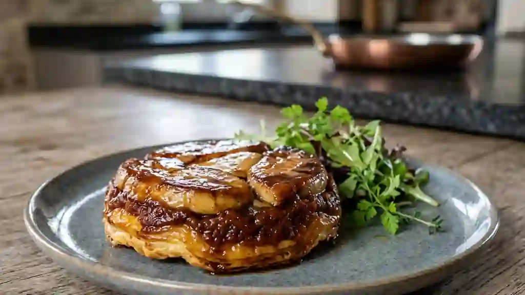Tatin de foie gras fondante et tomate acidulée - Photo de présentation