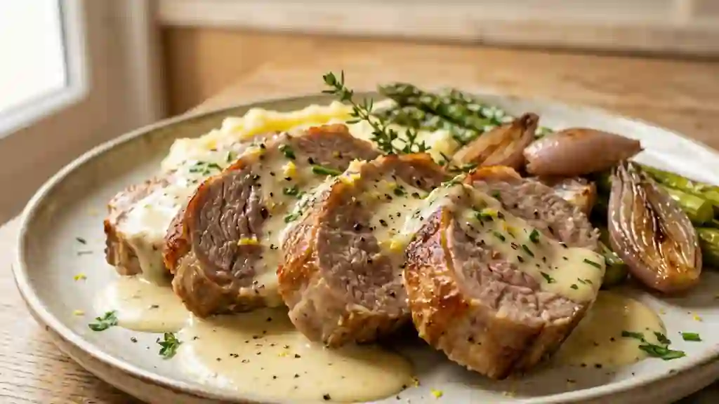 Tendron de veau fondant au citron et crème - Photo de présentation