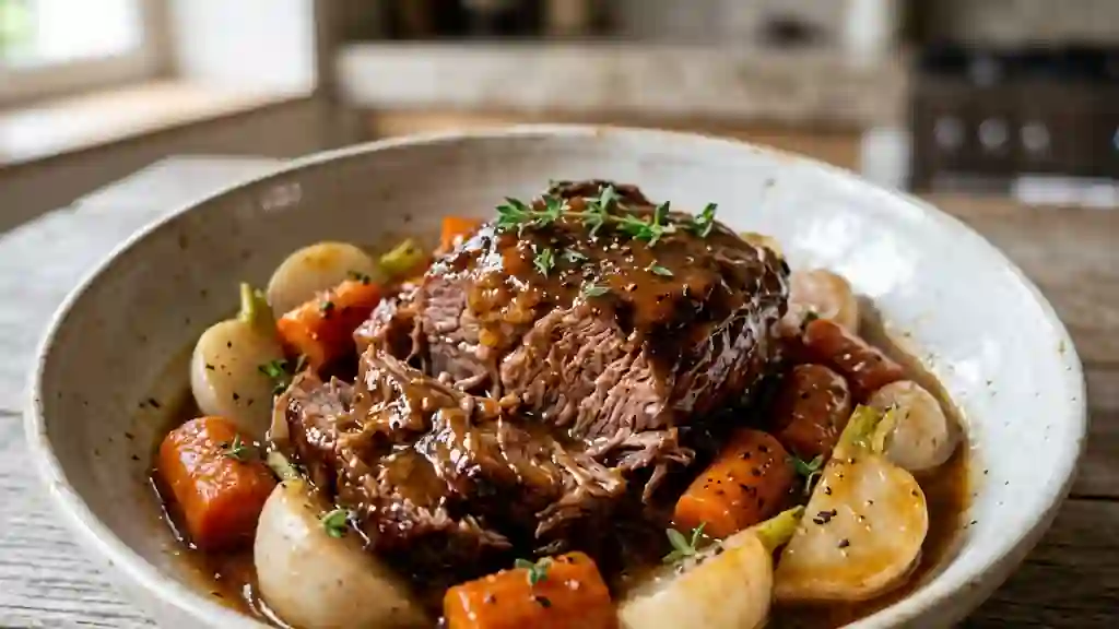 Tendron de veau braisé et légumes fondants - Photo de présentation