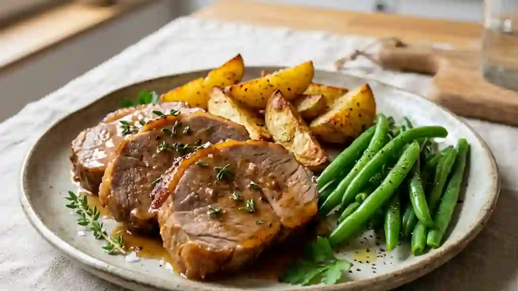 Tendron de veau fondant et ses légumes rôtis - Photo de présentation