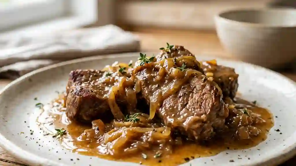 Tendron de veau fondant aux oignons confits - Photo de présentation