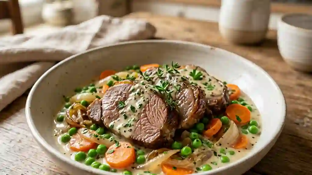 Tendron de veau confit et légumes croquants - Photo de présentation