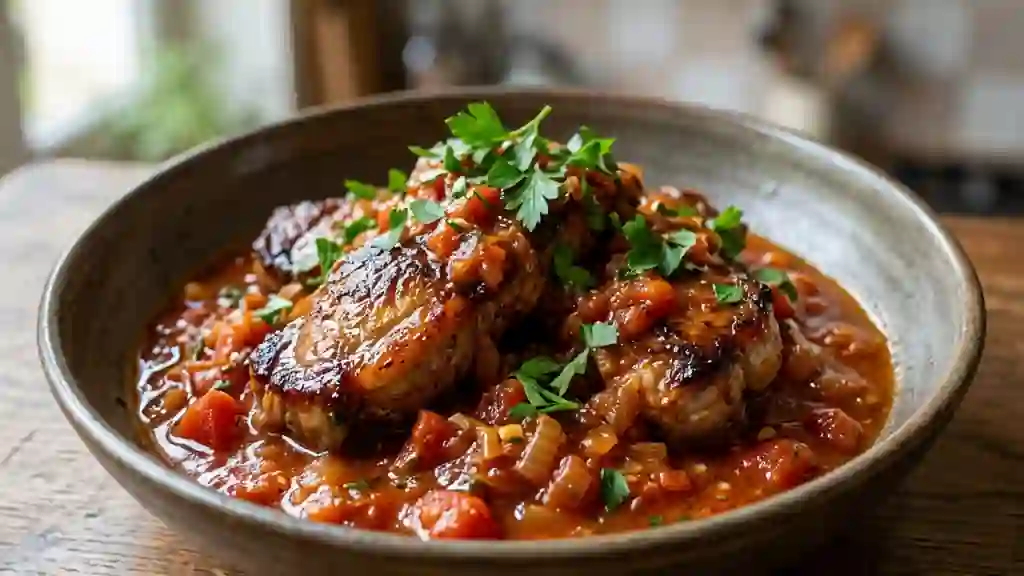Tendrons de veau caramélisés, sauce tomate fraîche - Photo de présentation