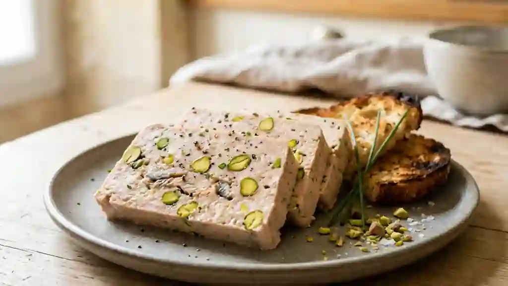 Terrine d'anguille fumée et pistaches croquantes - Photo de présentation
