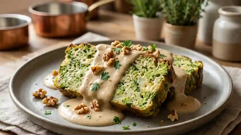 Terrine fondante au brocoli et crème de noix - Photo de présentation