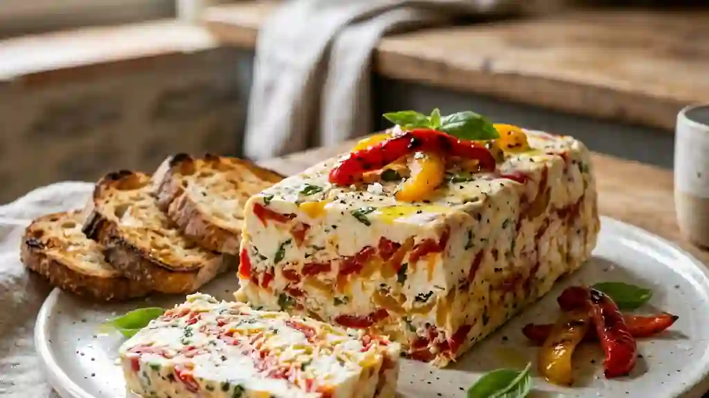 Terrine fondante chèvre et poivrons rôtis - Photo de présentation