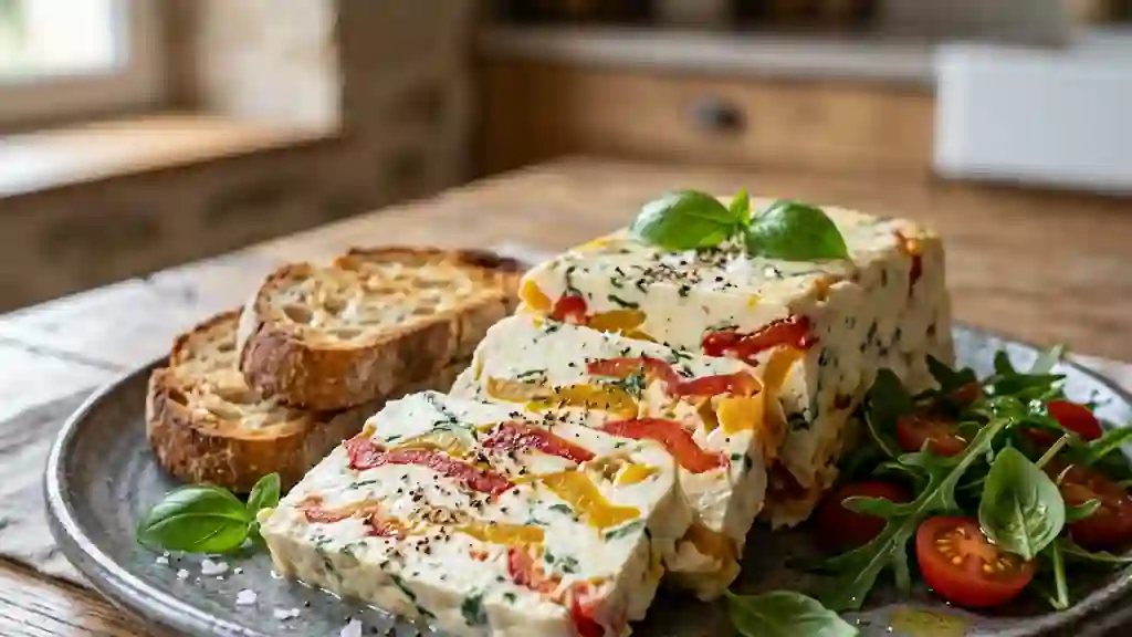 Terrine fondante chèvre et poivrons grillés - Photo de présentation