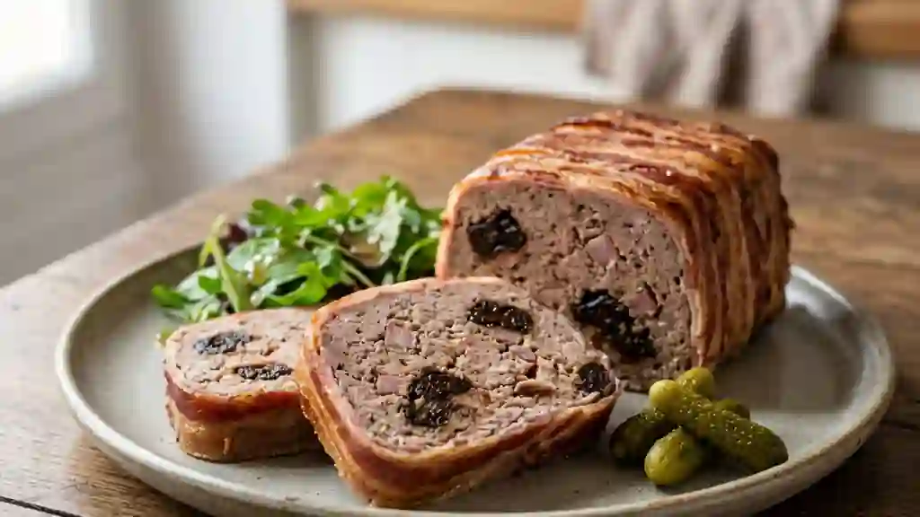 Terrine rustique au lard et pruneaux moelleux - Photo de présentation