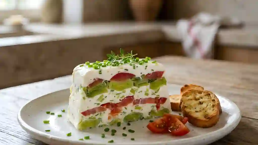 Terrine fondante poireaux-tomates au fromage frais - Photo de présentation