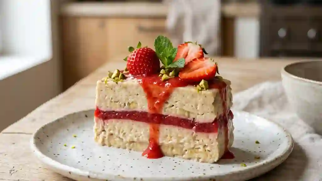 Terrine crémeuse banane et fraises fraîches - Photo de présentation