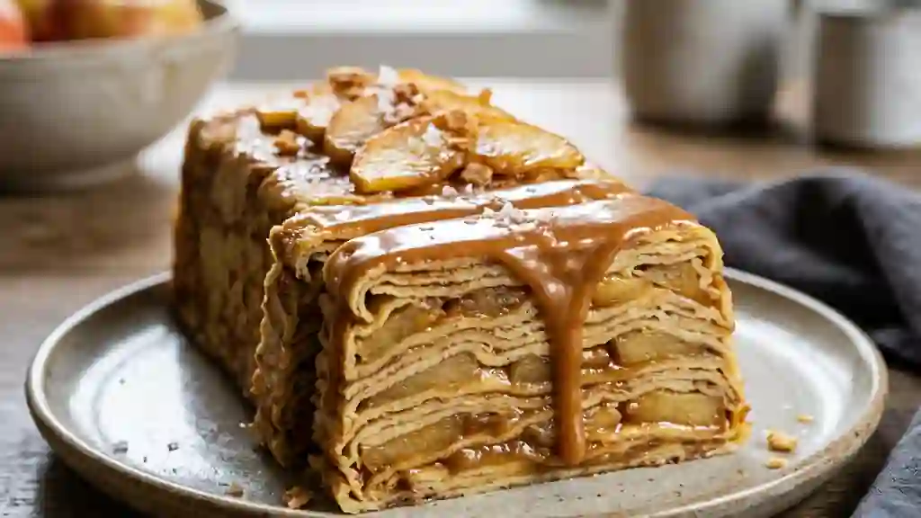 Terrine de crêpes fondante aux pommes caramélisées - Photo de présentation