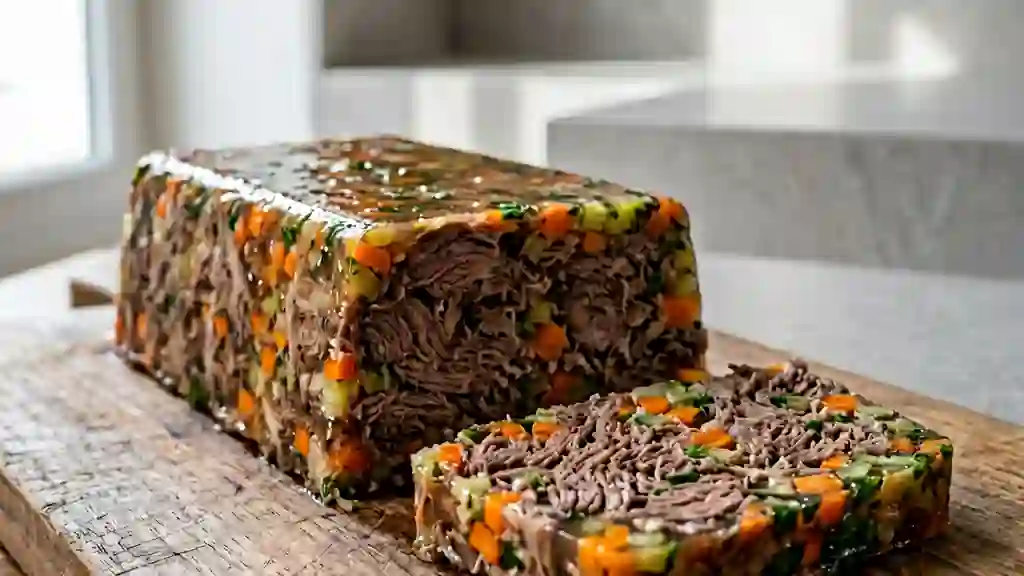 Terrine de queue de bœuf fondante au vin rouge - Photo de présentation