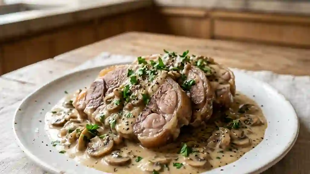 Tête de veau fondante aux champignons - Photo de présentation