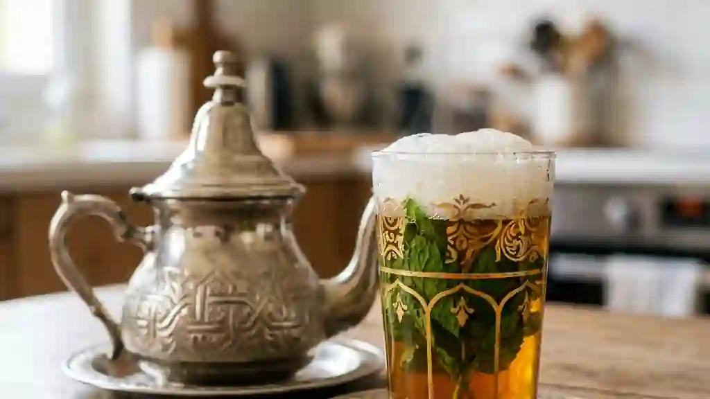 Thé à la menthe marocain intense et sucré - Photo de présentation